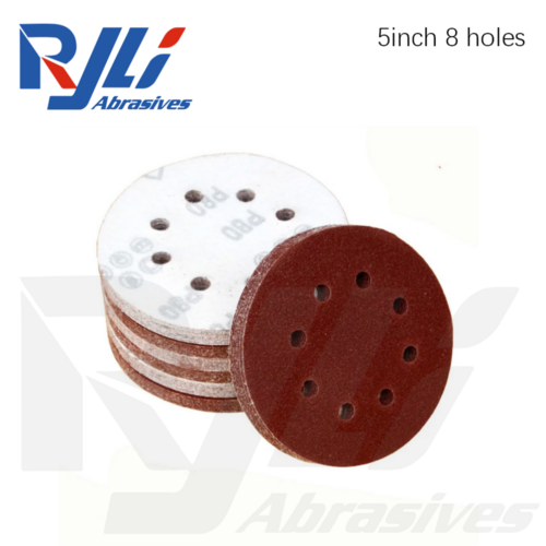 Ryli 5inch with 8 Holes Red sanding Disc Aluminum Oxide Velcro Disc